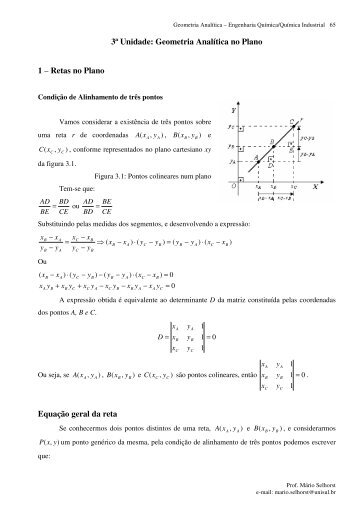 Geometria Analítica no Plano 1 - Curso de Engenharia Química ...