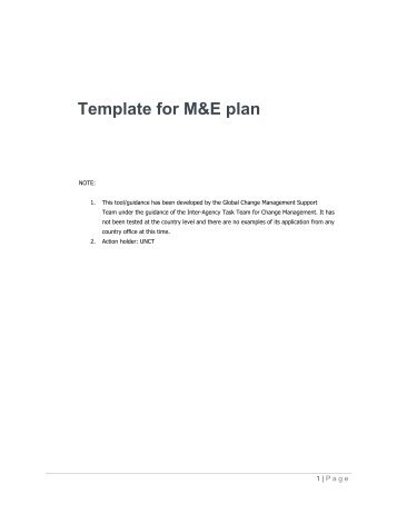 Template for M&E plan