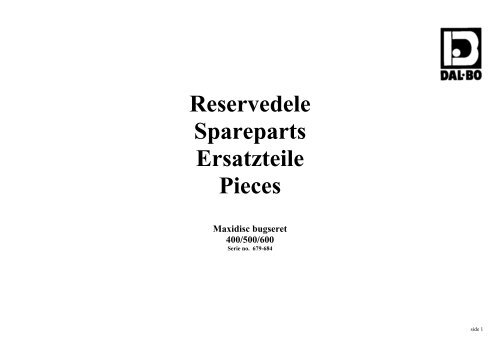 Reservedele Spareparts Ersatzteile Pieces Maxidisc ... - Dal-Bo A/S