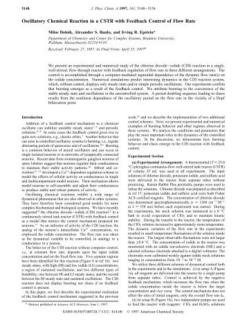 Oscillatory Chemical Reaction in a CSTR with Feedback - American ...