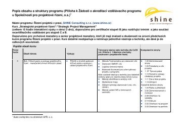 Popis obsahu a struktury programu (PÅÃ­loha k Å½Ã¡dosti o ... - IPMA