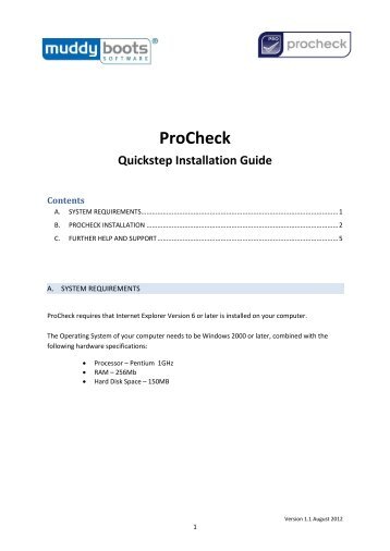 PROCHECK Installation Guide (PDF -767KB) - Muddy Boots Software