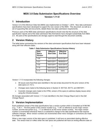 MDS 3.0 data specs overview - AANAC