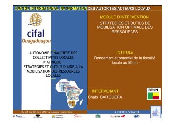 strategies et outils d'aide a la mobilisation des ressources loca