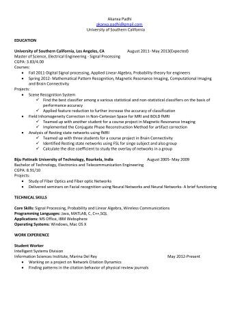 Usc resume help