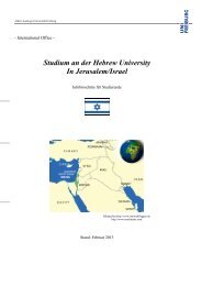 Studium in Israel - Albert-Ludwigs-UniversitÃ¤t Freiburg