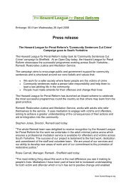 Press release - The Howard League for Penal Reform