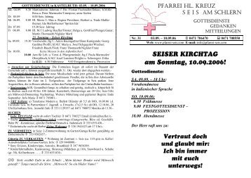 SEISER KIRCHTAG am Sonntag, 10.09.2006! - PFARREI HL ...