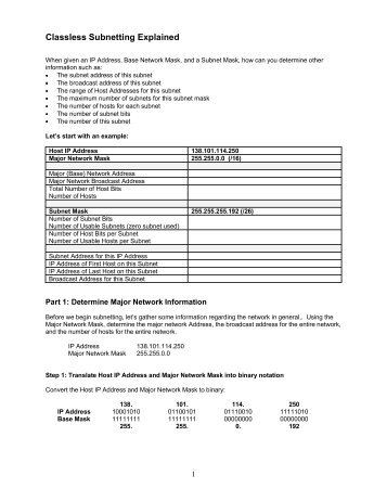 Classless Subnetting Explained - Keystone College Academic Server