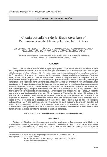 CirugÃ­a percutÃ¡nea de la litiasis coraliforme. Dr. Octavio Castillo C. y ...