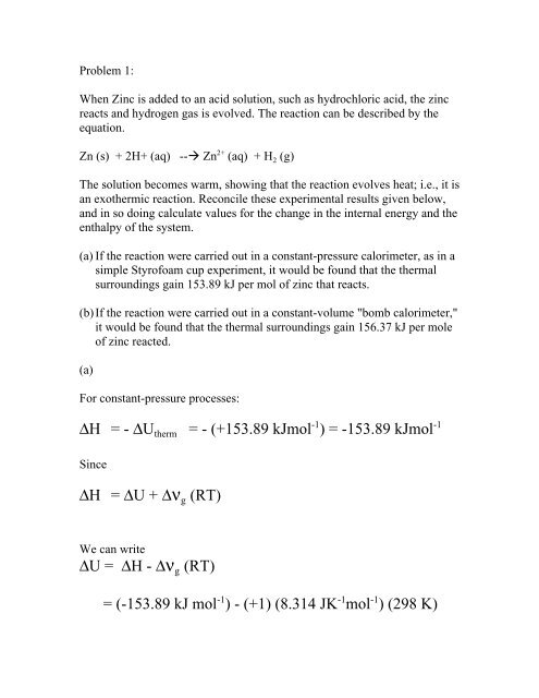 Enthalpy and Chemical Reactions