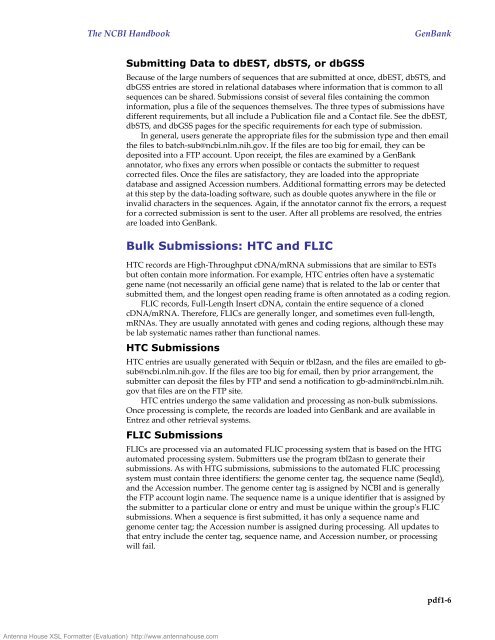 1. GenBank: The Nucleotide Sequence Database