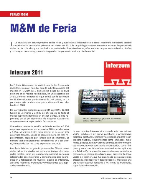 Eventos M&amp;M de Feria. - Revista El Mueble y La Madera