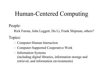Human-Centered Computing - Center for the Study of Digital Libraries