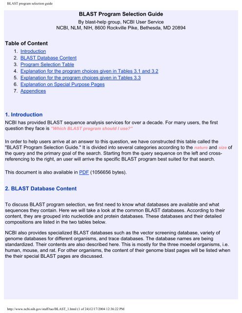 BLAST program selection guide - Cromatina