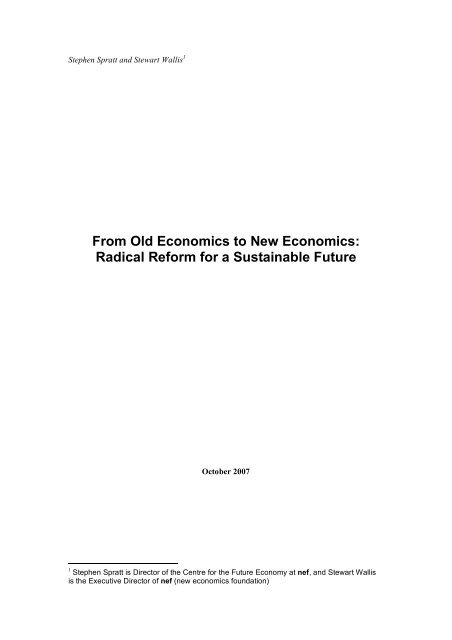 From Old Economics to New Economics- Radical ... - Bruce Nixon