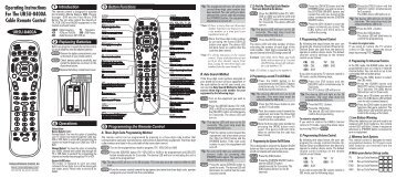 Operating Instructions For The UR5U-8400A Cable Remote Control