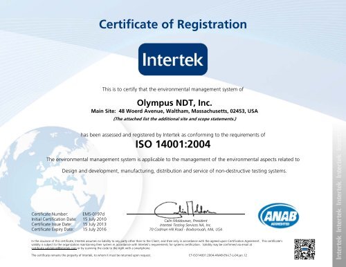 Certificate of Registration - Olympus
