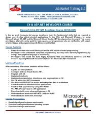 C# & ASP.NET DEVELOPER COURSE - Job Market Training LLC