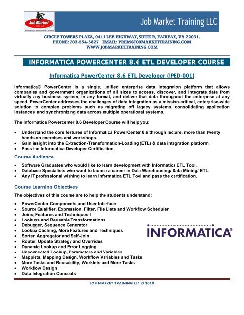 informatica powercenter  etl developer course - Job Market ...