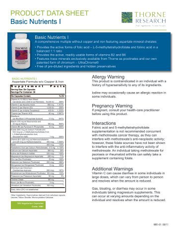 PRODUCT DATA SHEET Basic Nutrients I