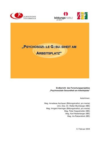 psychosoziale gesundheit am arbeitsplatz - Institut fÃ¼r Berufs- und ...