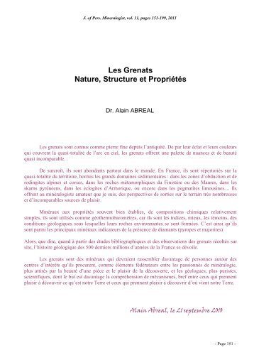 Les Grenats proprietes vfx - Page perso minéraux Alain ABREAL ...