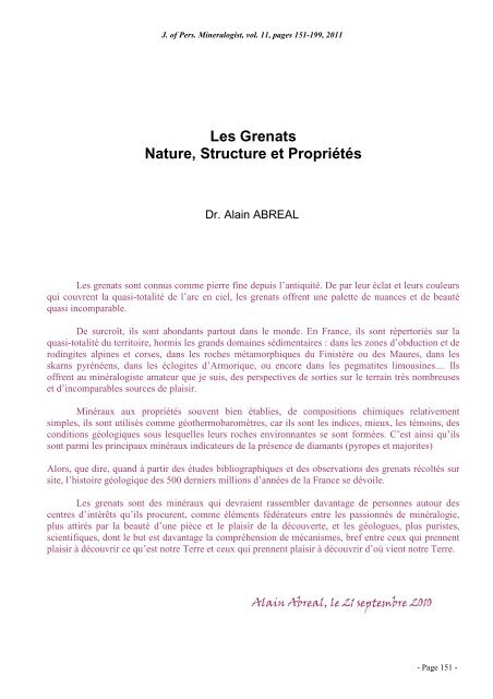 Les Grenats proprietes vfx - Page perso minéraux Alain ABREAL ...