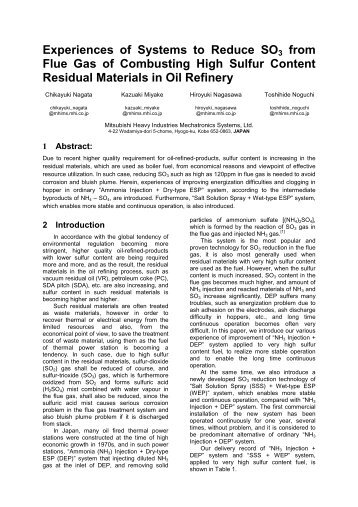 Experiences of Systems to Reduce SO3 from Flue Gas of ... - isesp