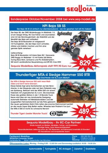 HPI Baja 5B SS Thundertiger MTA-4 Sledge Hammer S50 RTR