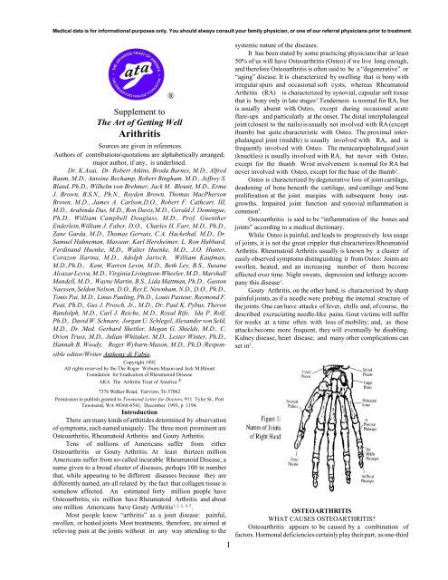 Arithritis - Arthritis Trust of America