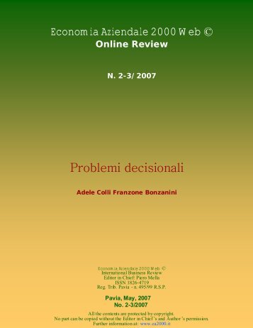 Problemi decisionali - Economia Aziendale Online