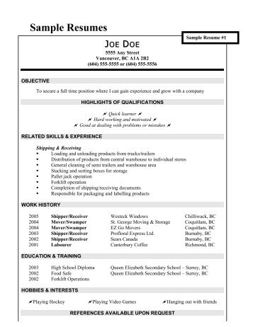 Sample Resumes - MY ERC