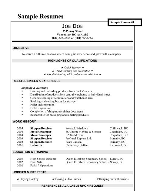 Sample Resumes - MY ERC