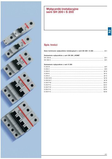 Wyłączniki instalacyjne serii SH 200 i S 200