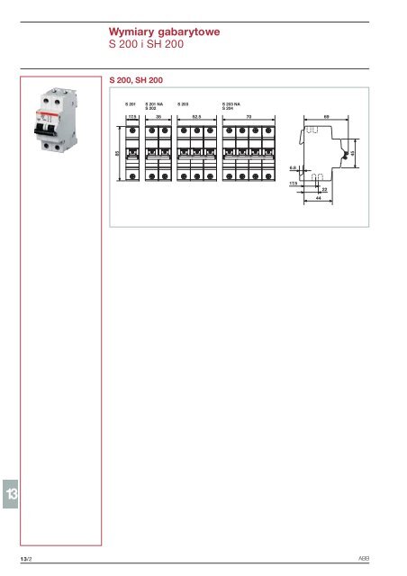 Wyłączniki instalacyjne serii SH 200 i S 200