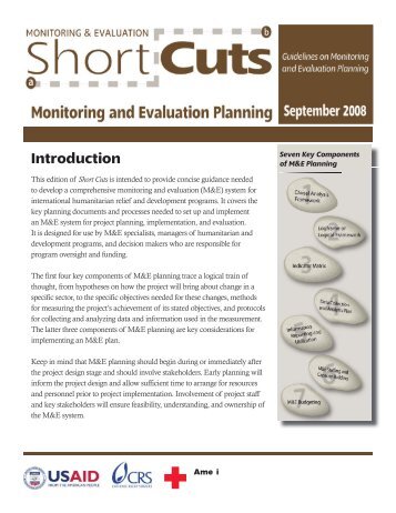 Shortcuts: Monitoring and Evaluation Planning - CRS Technical ...
