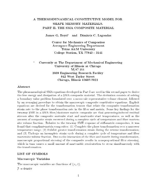 a thermodynamical constitutive model for shape memory materials.