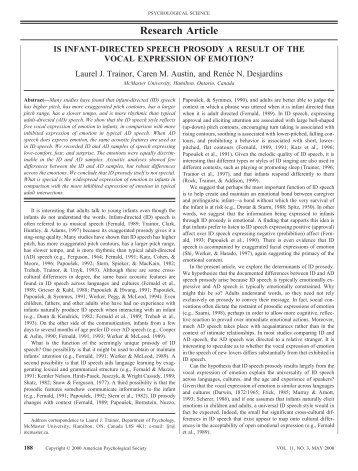 Trainor, L. J., Austin, C. M., and Desjardins, R. (2000). - FIU Infant Lab