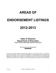 AREAS OF ENDORSEMENT LISTINGS 2012-2013 - Alabama ...