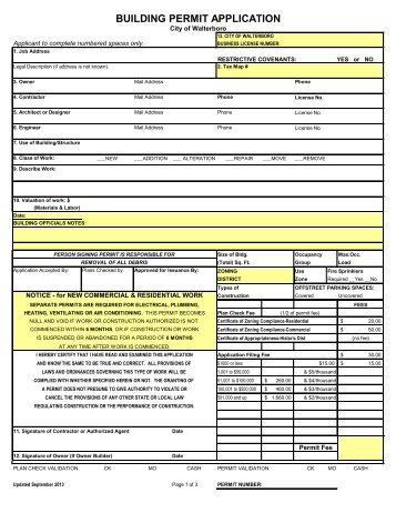 BUILDING PERMIT APPLICATION - City of Walterboro