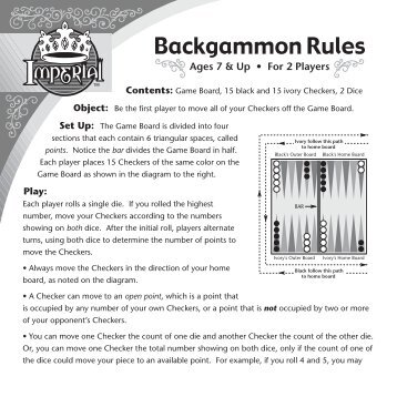 Backgamon Rules