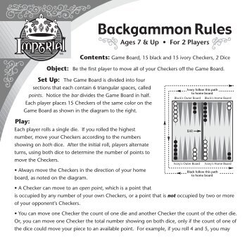The Rules Of Backgammon The Rules Of Backgammon