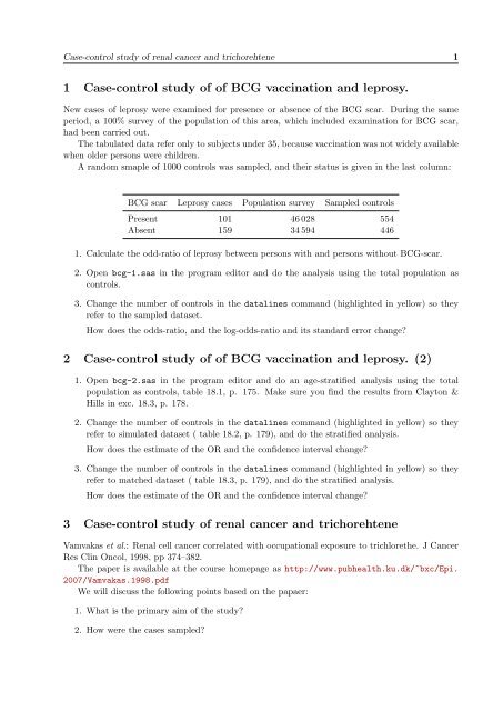 1 Case-control study of of BCG vaccination and leprosy. 2 Case ...