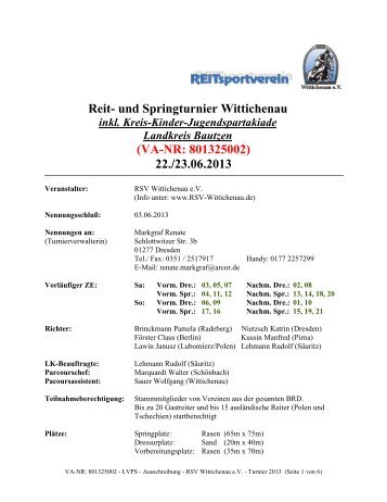 VA-NR: 801325002 - LVPS - Ausschreibung - RSV Wittichenau e.V. ...