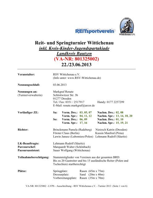 VA-NR: 801325002 - LVPS - Ausschreibung - RSV Wittichenau e.V. ...