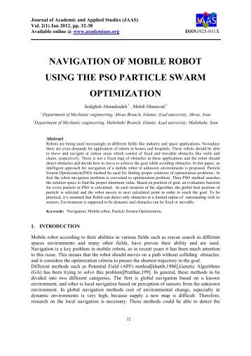 navigation of mobile robot using the pso particle swarm optimization