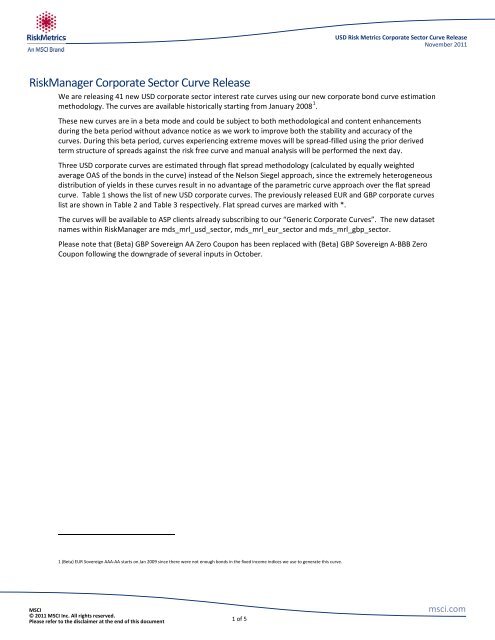 General Word Template RiskMetrics - MSCI