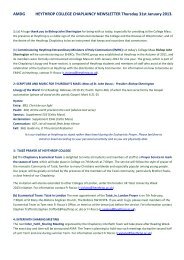 Chaplaincy Newsletter: 31 January 2013 - Heythrop College