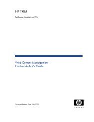 HP TRIM WCM Content Author's Guide - TRIM User Network